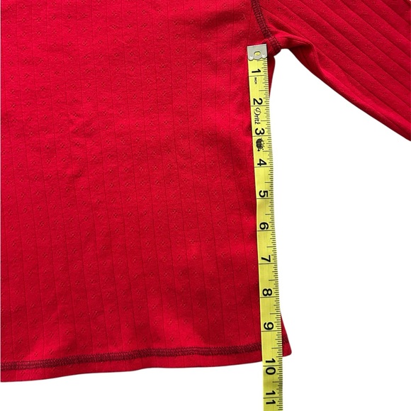 Red American Eagle Mock Neck Long Sleeve Crop Shirt - Picture 3 of 5